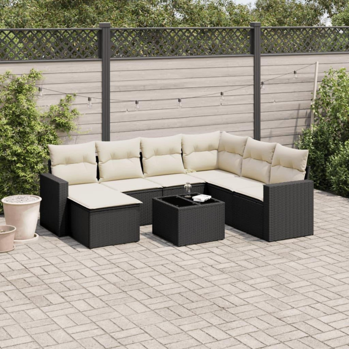 VIDAXL Salon de jardin 8 pcs avec coussins noir resine tressee