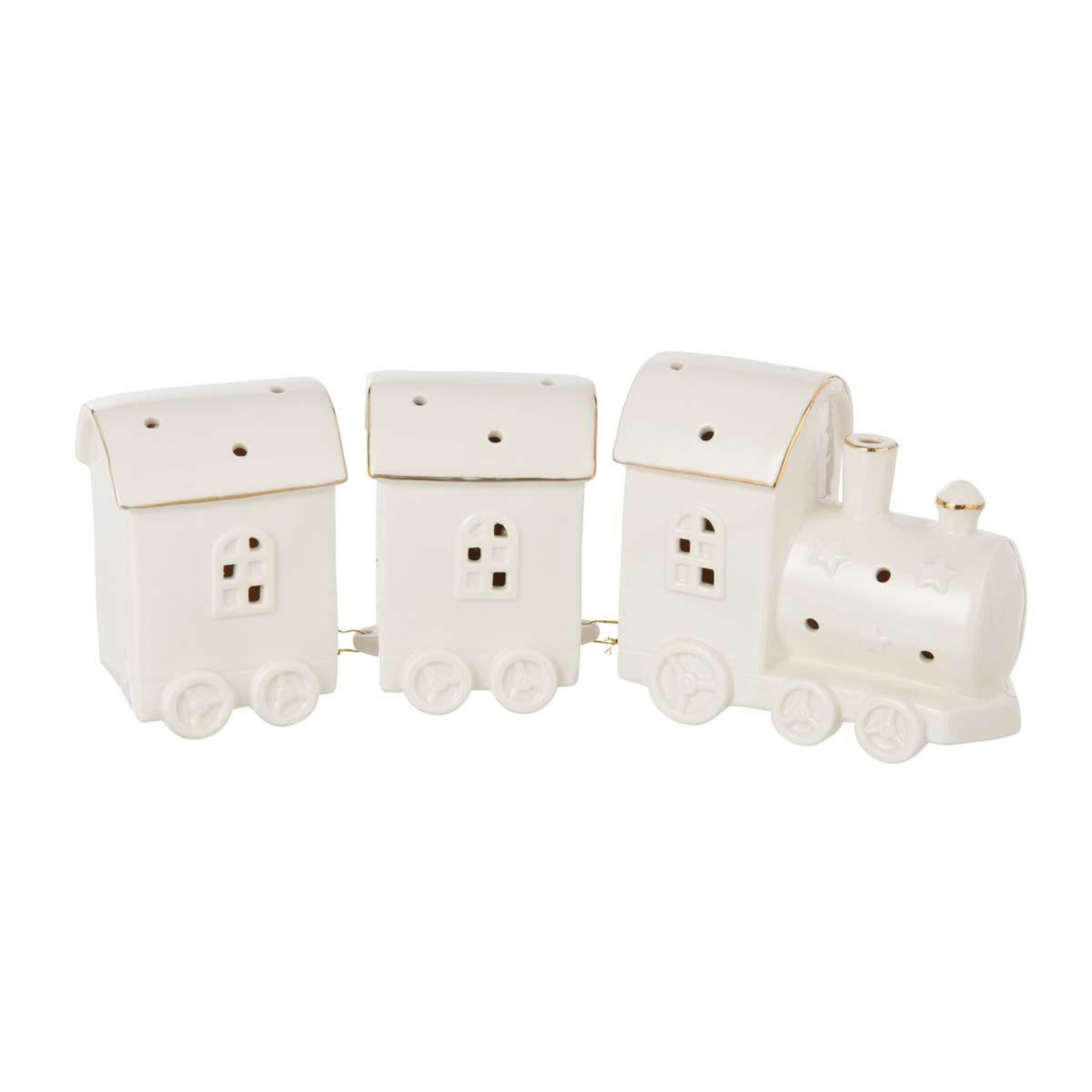 Voir la diapositive 2 : J-LINE Train déco à led  2 wagons  30cm blanc