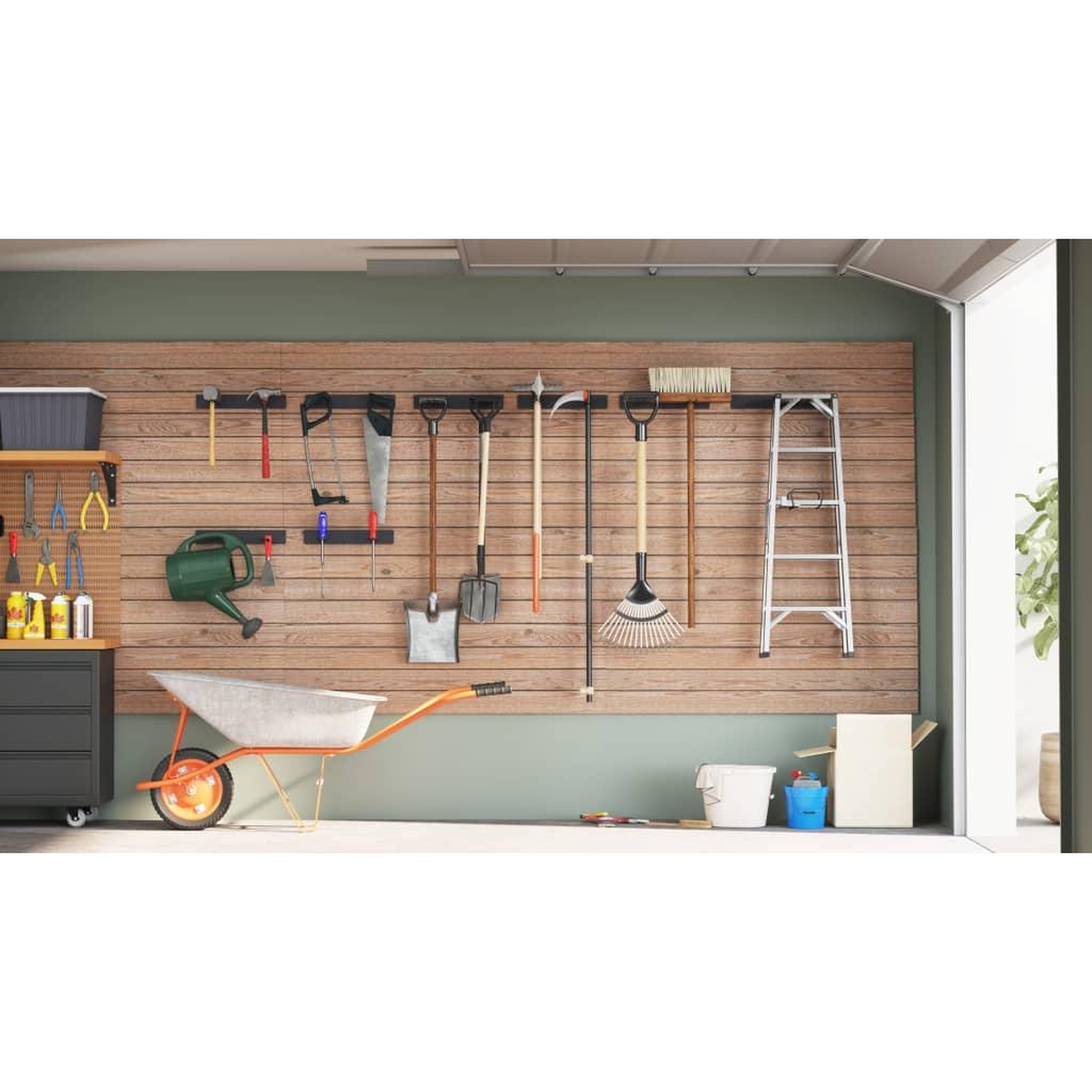 Voir la diapositive 3 : VIDAXL Supports muraux pour outils de jardin 8 pcs noir acier