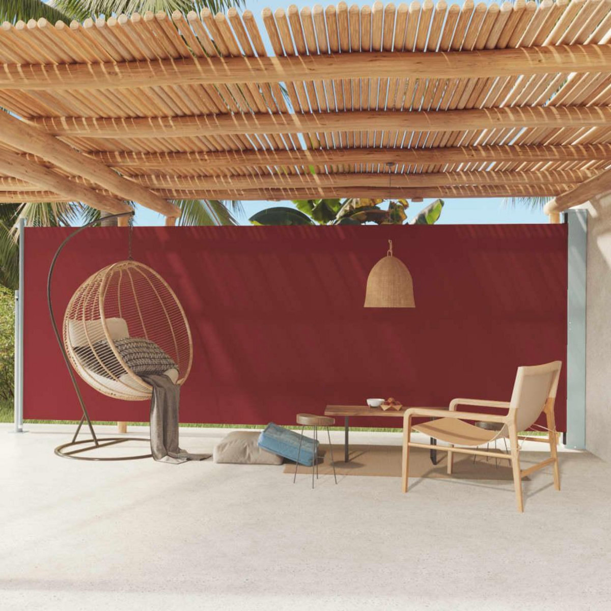 VIDAXL Auvent lateral retractable de patio 200x600 cm Rouge