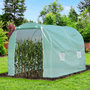 Voir la diapositive 2 : OUTSUNNY Serre de jardin tunnel surface sol 6 m² 3L x 2l x 2,10H m châssis tubulaire renforcé porte zippée 4 fenêtres enroulables vert