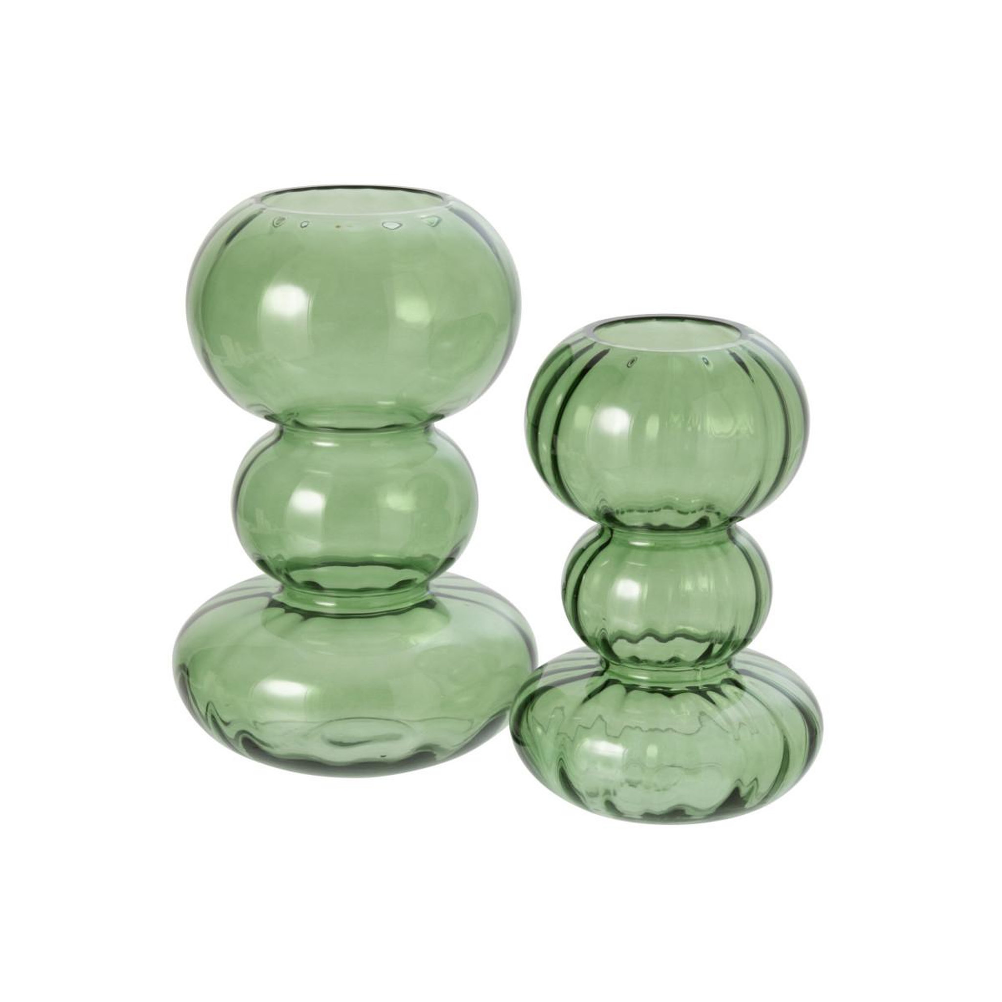 Voir la diapositive 2 : J-LINE Vase bulle en verre  rosalie  27cm vert