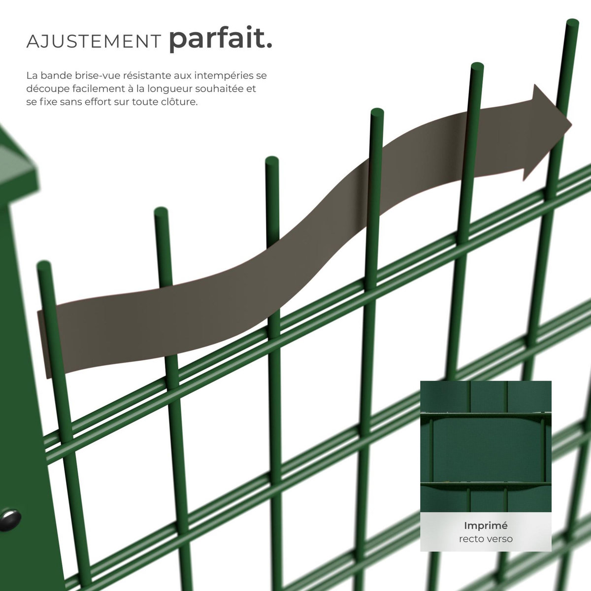 tectake Bandes brise-vue PVC pour clôtures à barreaux simples et doubles vert