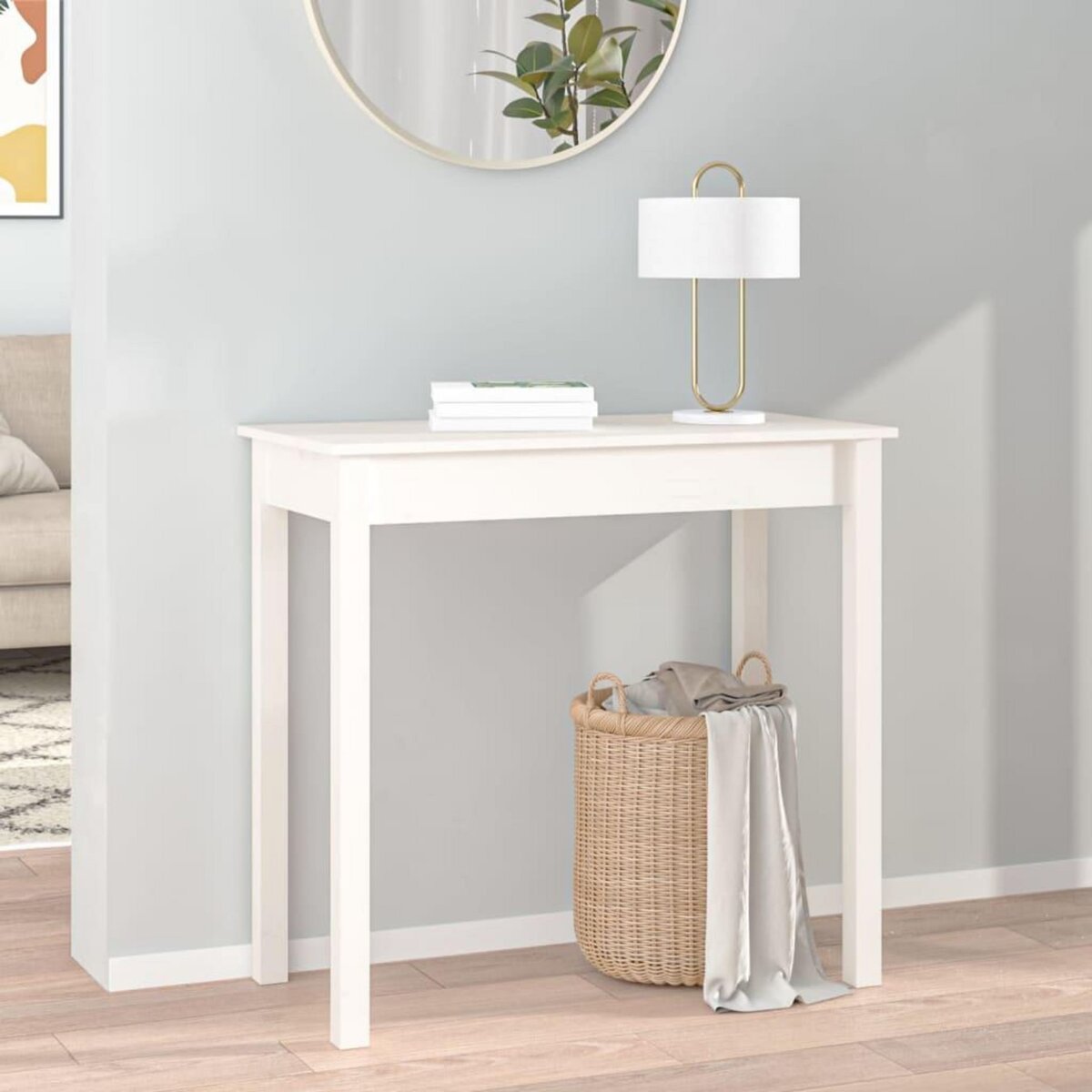 VIDAXL Table console Blanc 80x40x75 cm Bois massif de pin