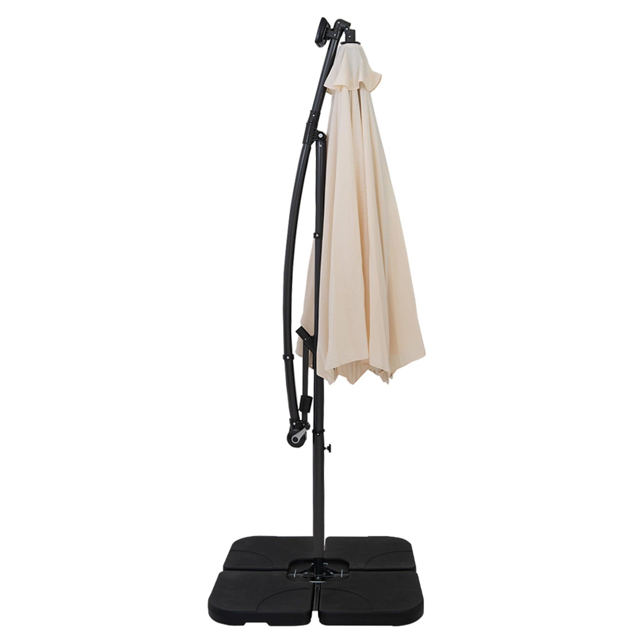 Voir la diapositive 2 : Monster Parasol Banane à Mât Déporté à LED 3 m & Pied Carré