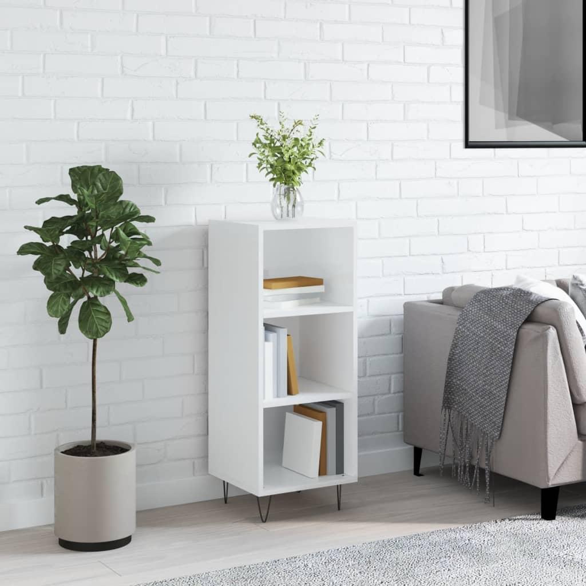 VIDAXL Buffet blanc brillant 34,5x32,5x90 cm bois d'ingenierie