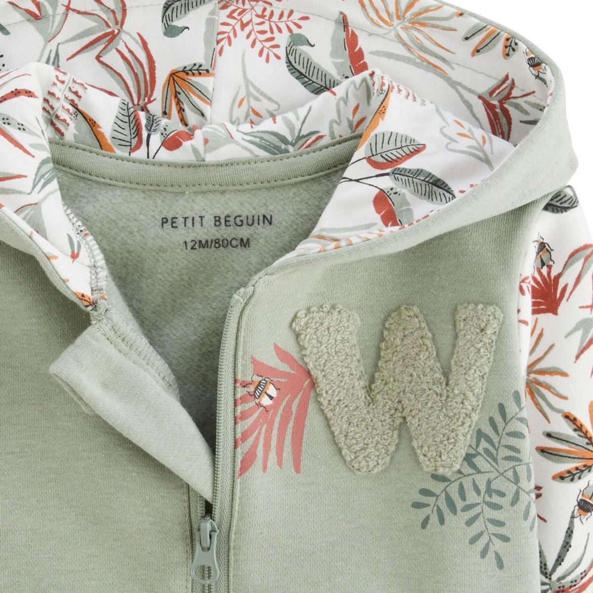 Petit Béguin Sweat à capuche zippé enfant en molleton Abou