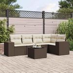 VIDAXL Salon de jardin avec coussins 6 pcs marron resine tressee