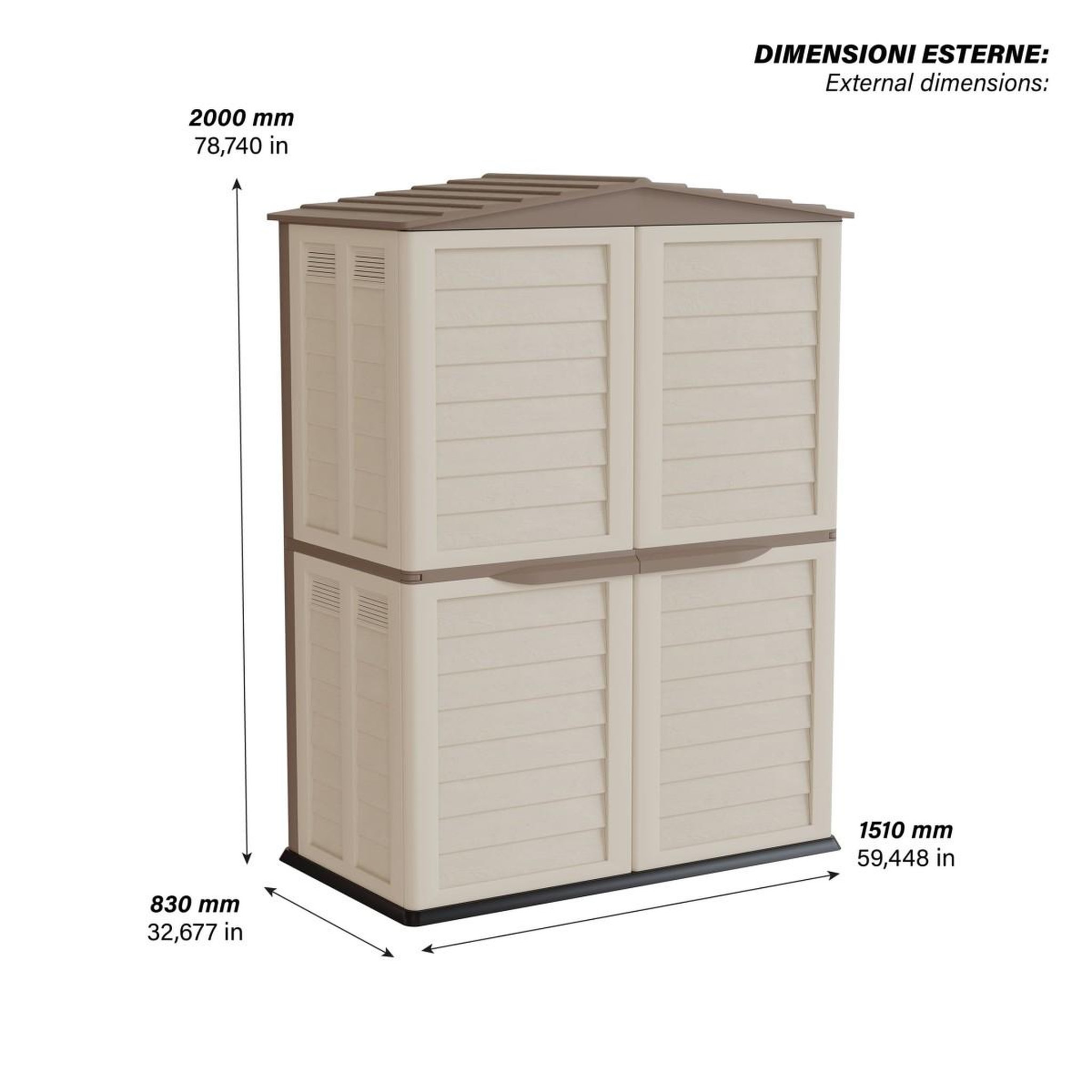 Voir la diapositive 4 : INTEC Abri de jardin extérieur 2 portes beige 151 x 83 x h200cm cabanon de jardin avec plancher intégré intec