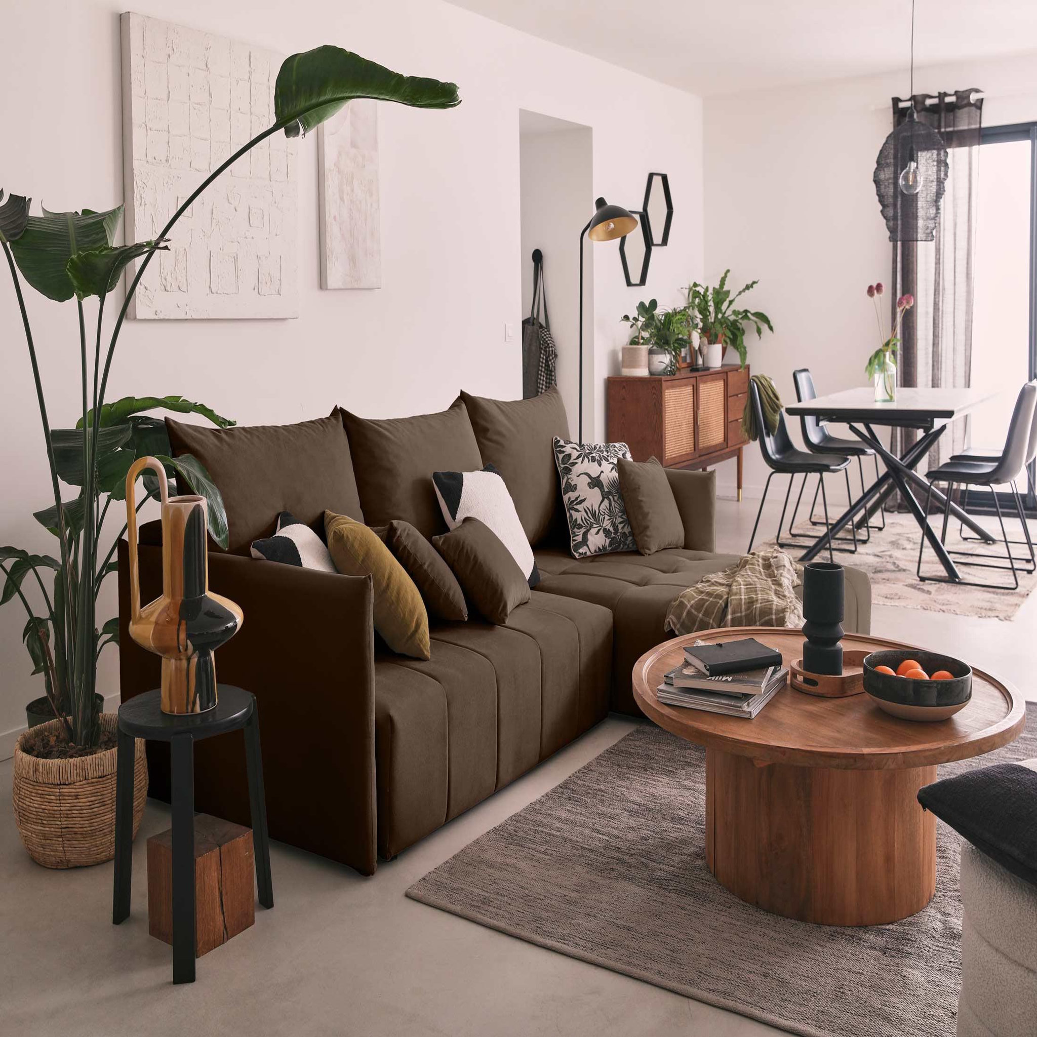 Voir la diapositive 2 : BEST MOBILIER Petra - canapé d'angle réversible - convertible avec coffre - 4 places - en velours