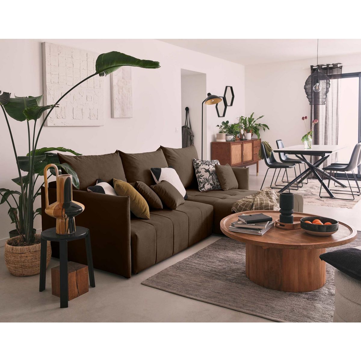 BEST MOBILIER Petra - canapé d'angle réversible - convertible avec coffre - 4 places - en velours