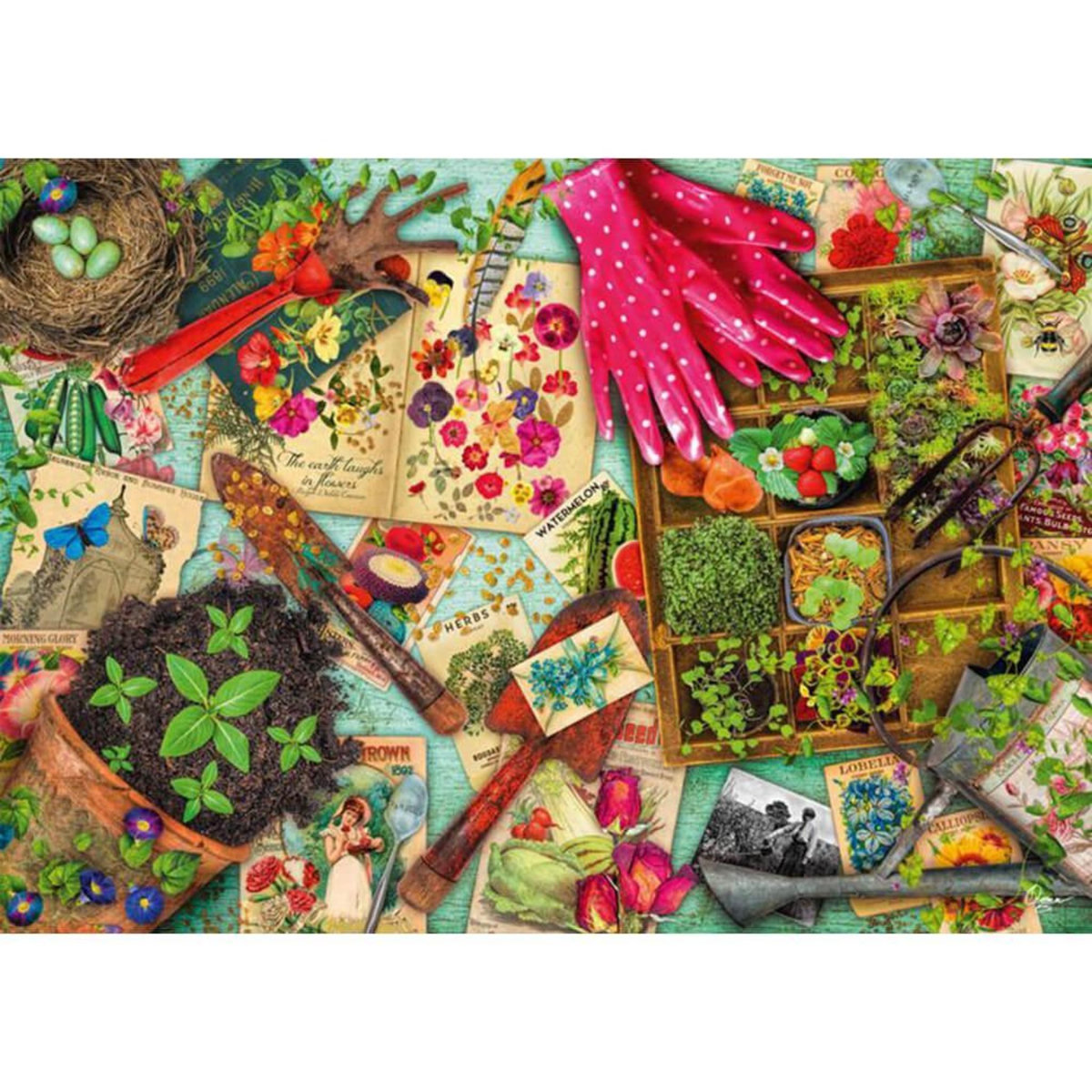 Schmidt Puzzle 1000 pièces : Sur la table : tout pour le jardin