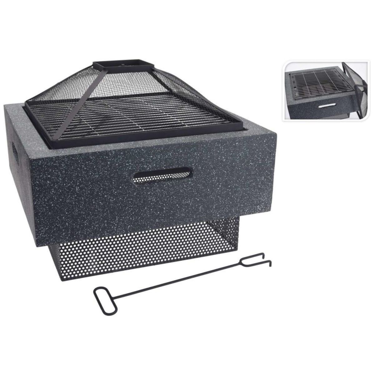 ProGarden ProGarden Bol a feu et grille de barbecue Gris fonce 52,5x52,5x18,5 cm
