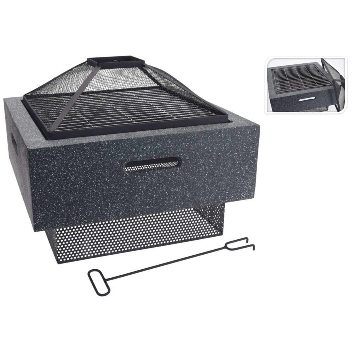ProGarden ProGarden Bol a feu et grille de barbecue Gris fonce 52,5x52,5x18,5 cm