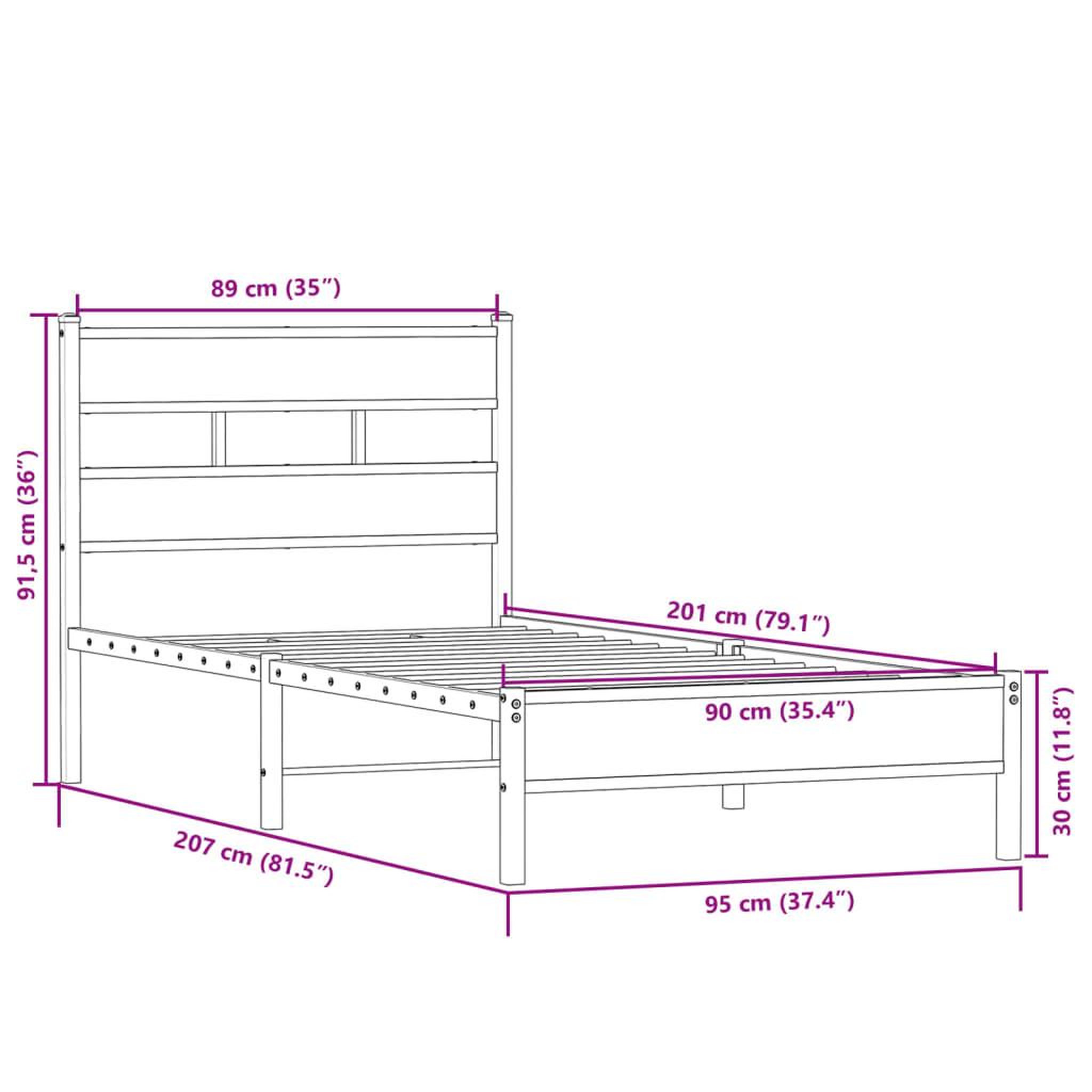 Voir la diapositive 6 : VIDAXL Cadre de lit sans matelas chene sonoma 90x200 cm