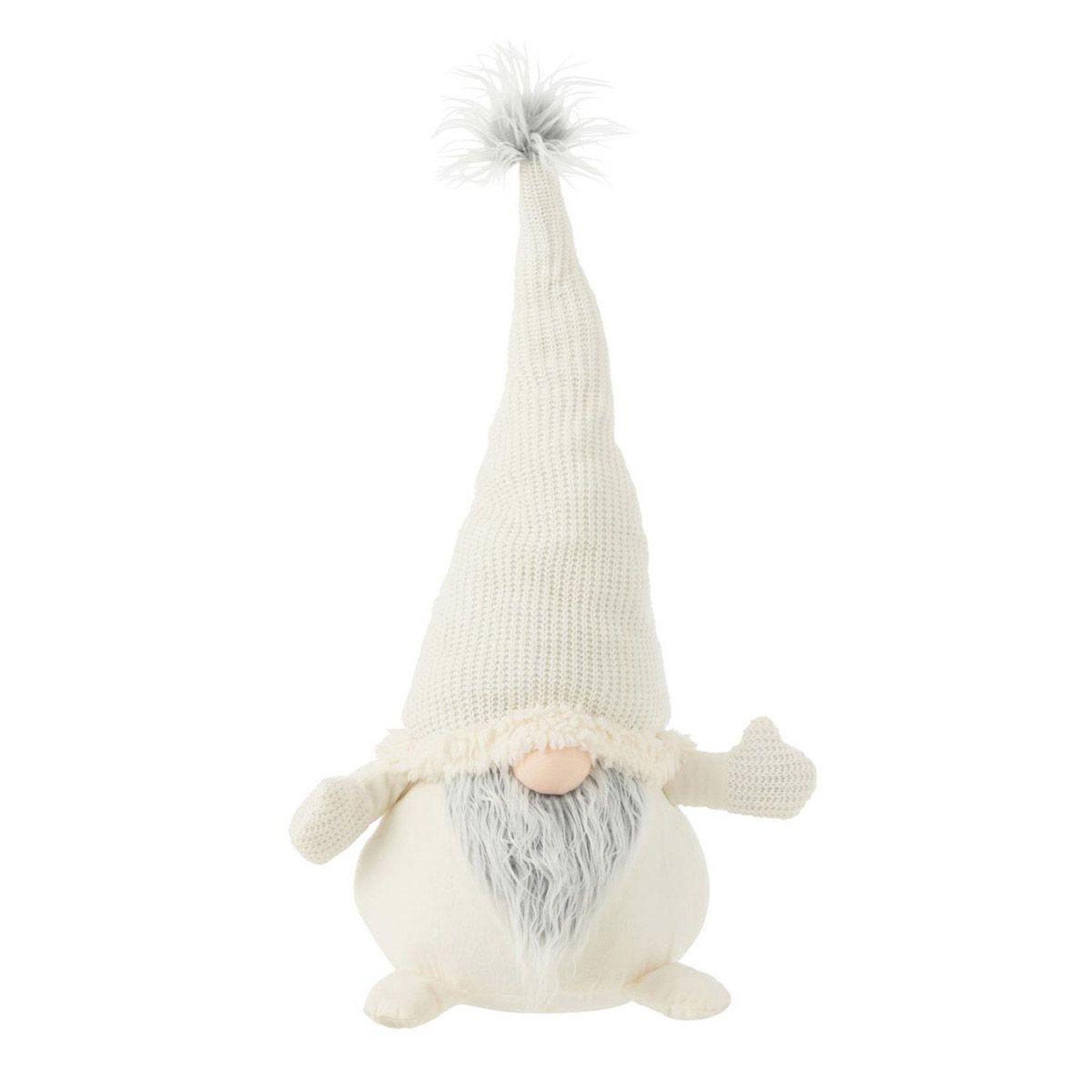 Voir la diapositive 1 : J-LINE Statue déco lutin  barbe  80cm blanc & gris