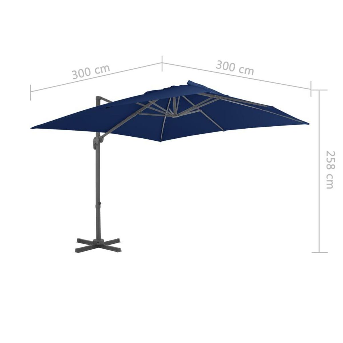 VIDAXL Parasol de jardin en porte-a-faux et mat en aluminium bleu azur