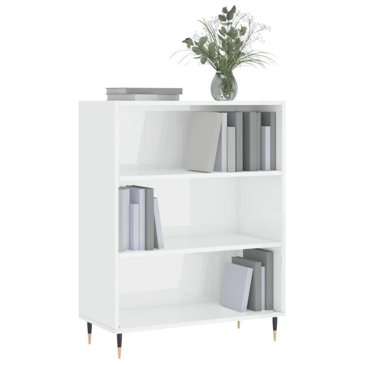 VIDAXL Bibliotheque blanc brillant 69,5x32,5x90 cm bois d'ingenierie