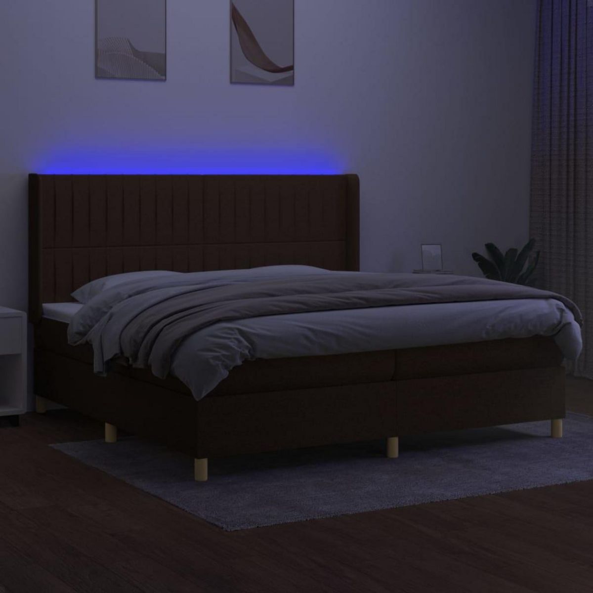 VIDAXL Sommier a lattes de lit matelas et LED Marron fonce 200x200 cm
