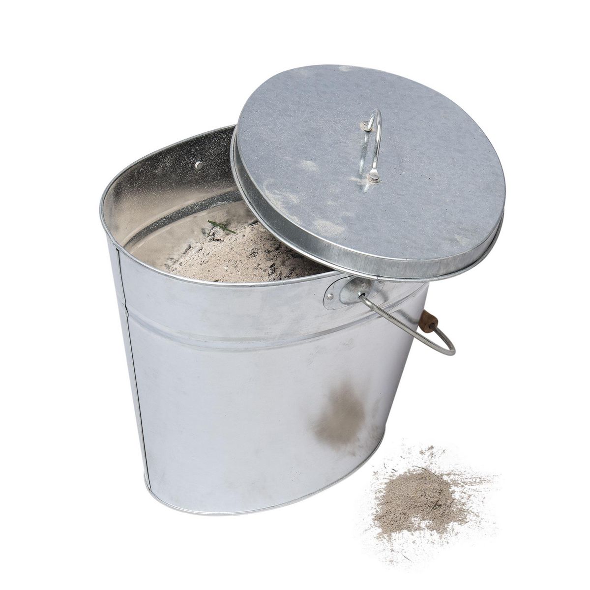 WERKAPRO Seau à cendre métal galvanisé WERKA PRO avec couvercle et poignée