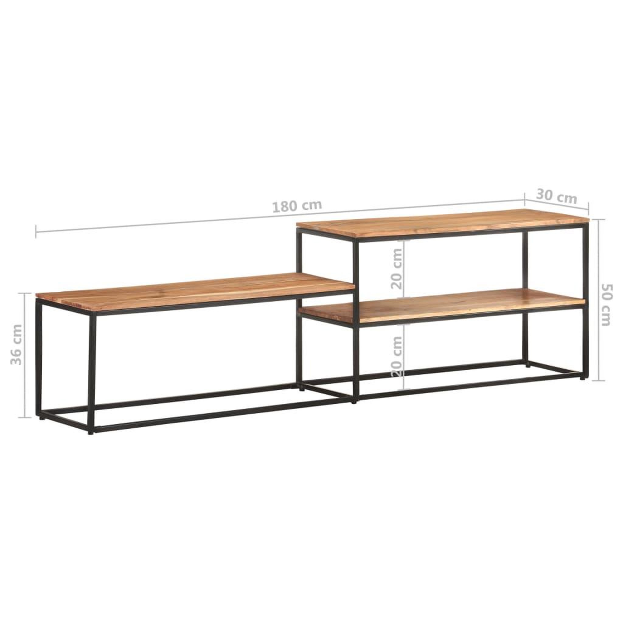 Voir la diapositive 6 : VIDAXL Meuble TV 180x30x50 cm Bois d'acacia massif