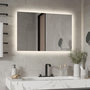 Voir la diapositive 2 : KLEANKIN Miroir salle de bain lumineux LED 42 W - dim. 90L x 3l x 60H cm - fonction anti-buée, interrupteur tactile, luminosité réglable - alu. verre