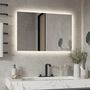 Voir la diapositive 2 : KLEANKIN Miroir salle de bain lumineux LED 42 W - dim. 90L x 3l x 60H cm - fonction anti-buée, interrupteur tactile, luminosité réglable - alu. verre