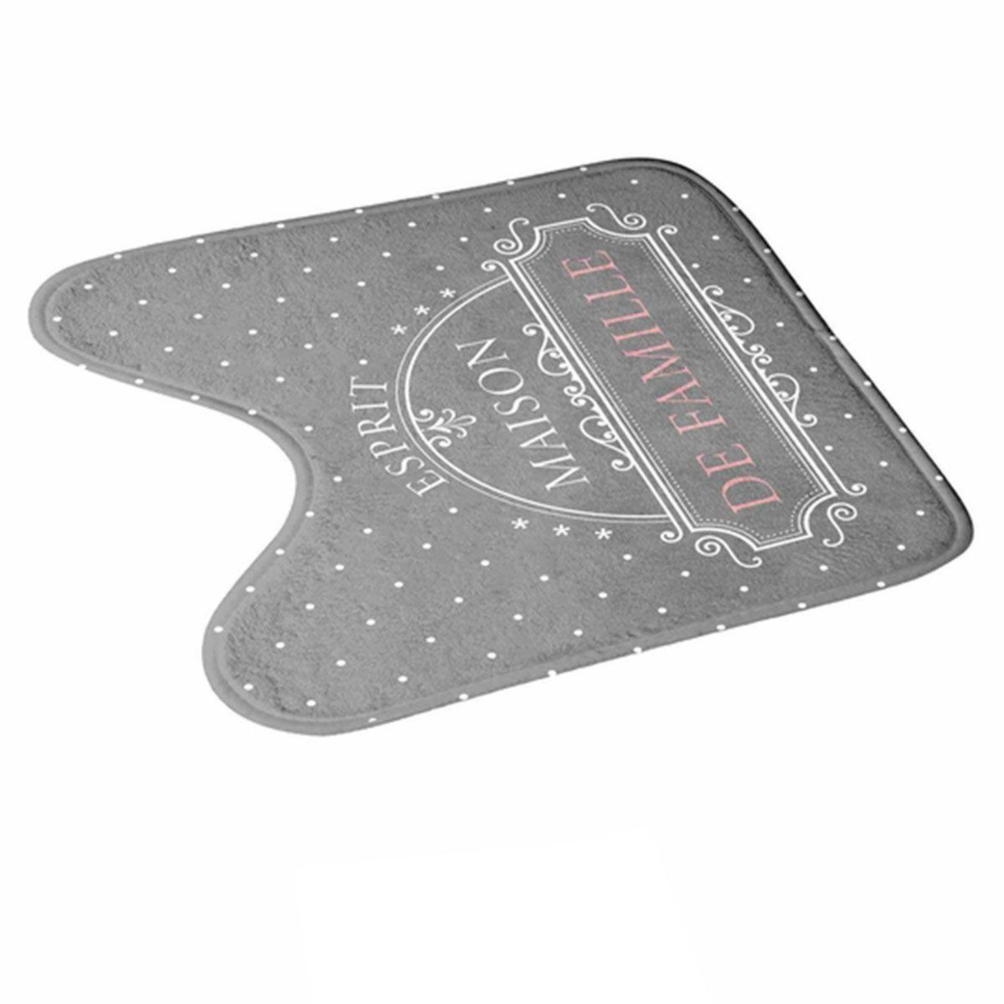 Voir la diapositive 2 : Douceur d'Intérieur Tapis contour wc  maison de famille  45x45cm gris