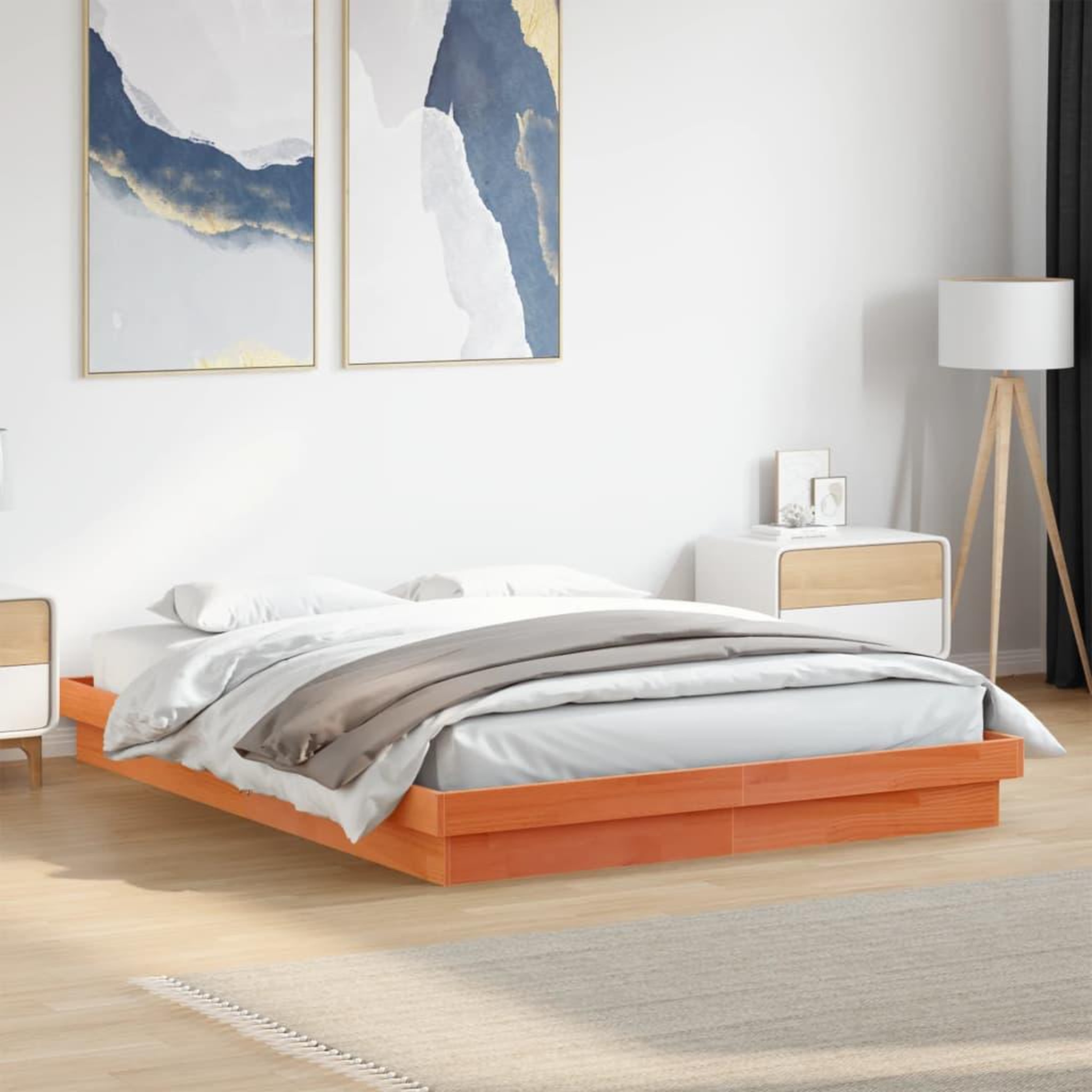 Voir la diapositive 3 : VIDAXL Cadre de lit a LED sans matelas 150x200 cm bois massif