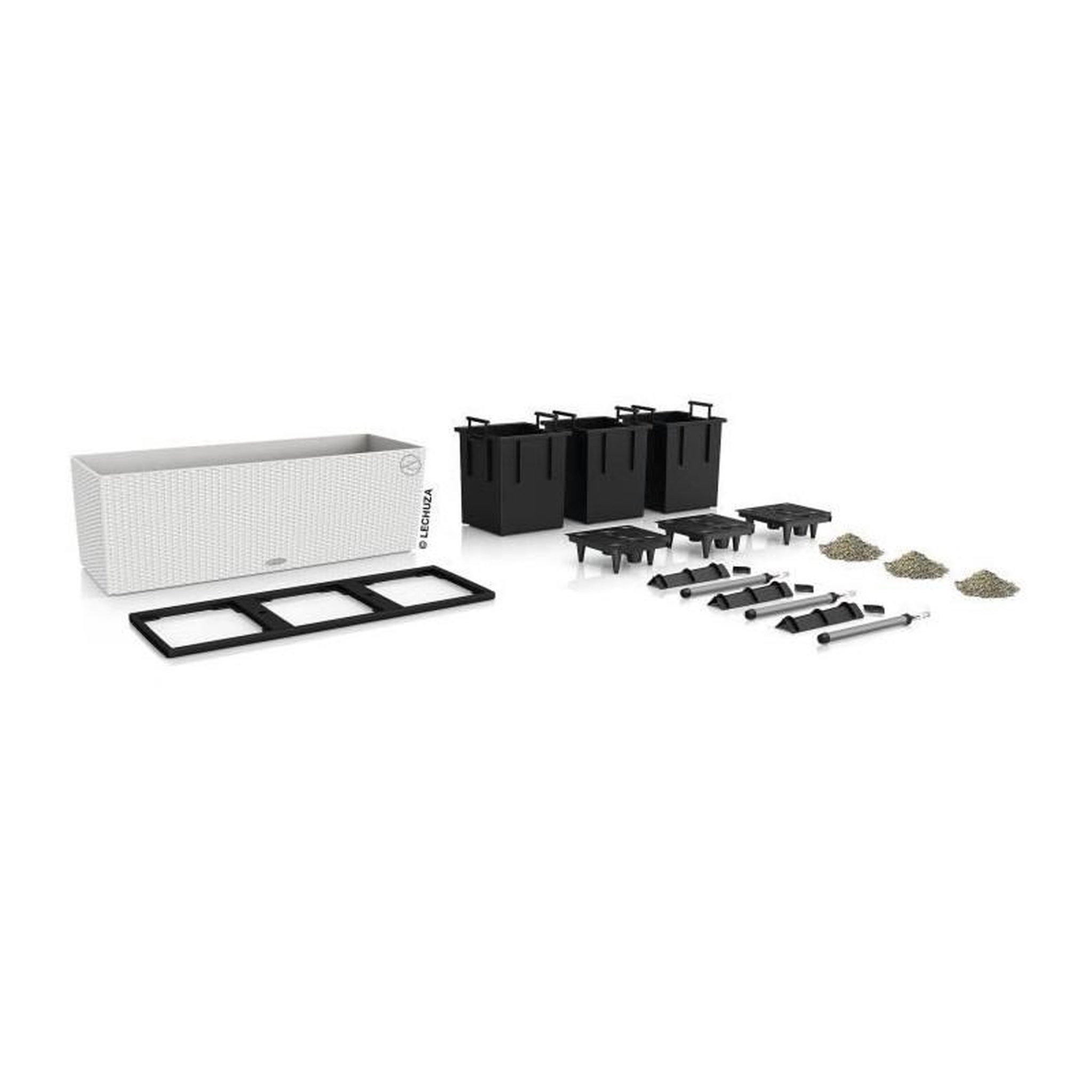 Voir la diapositive 2 : LECHUZA Pot Trio Cottage 30 - kit complet, blanc - 100 cm