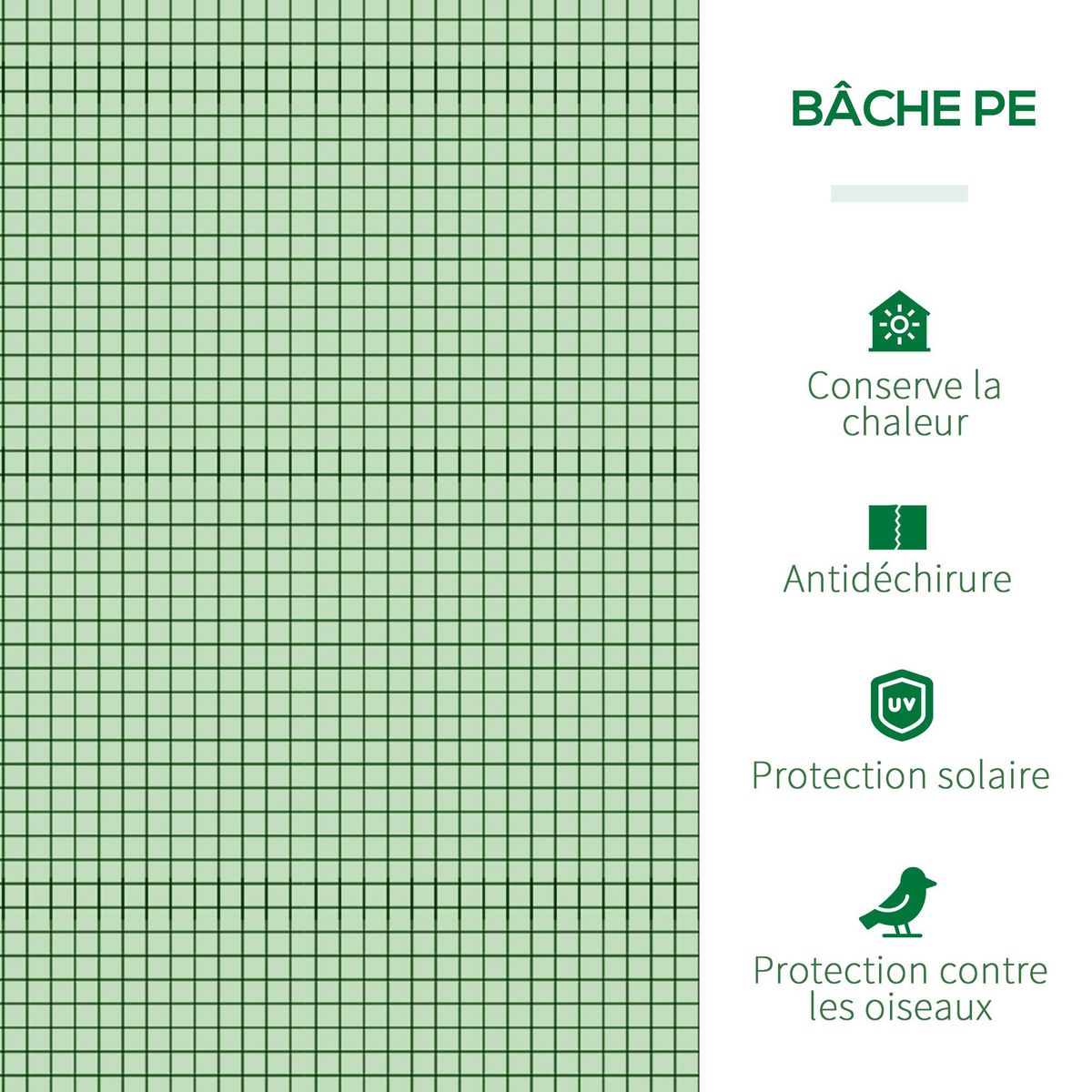 OUTSUNNY Mini serre de jardin serre à tomates 2,95L x 1l x 0,8H m acier PE haute densité 140 g/m² anti-UV 3 fenêtres zip enroulables vert