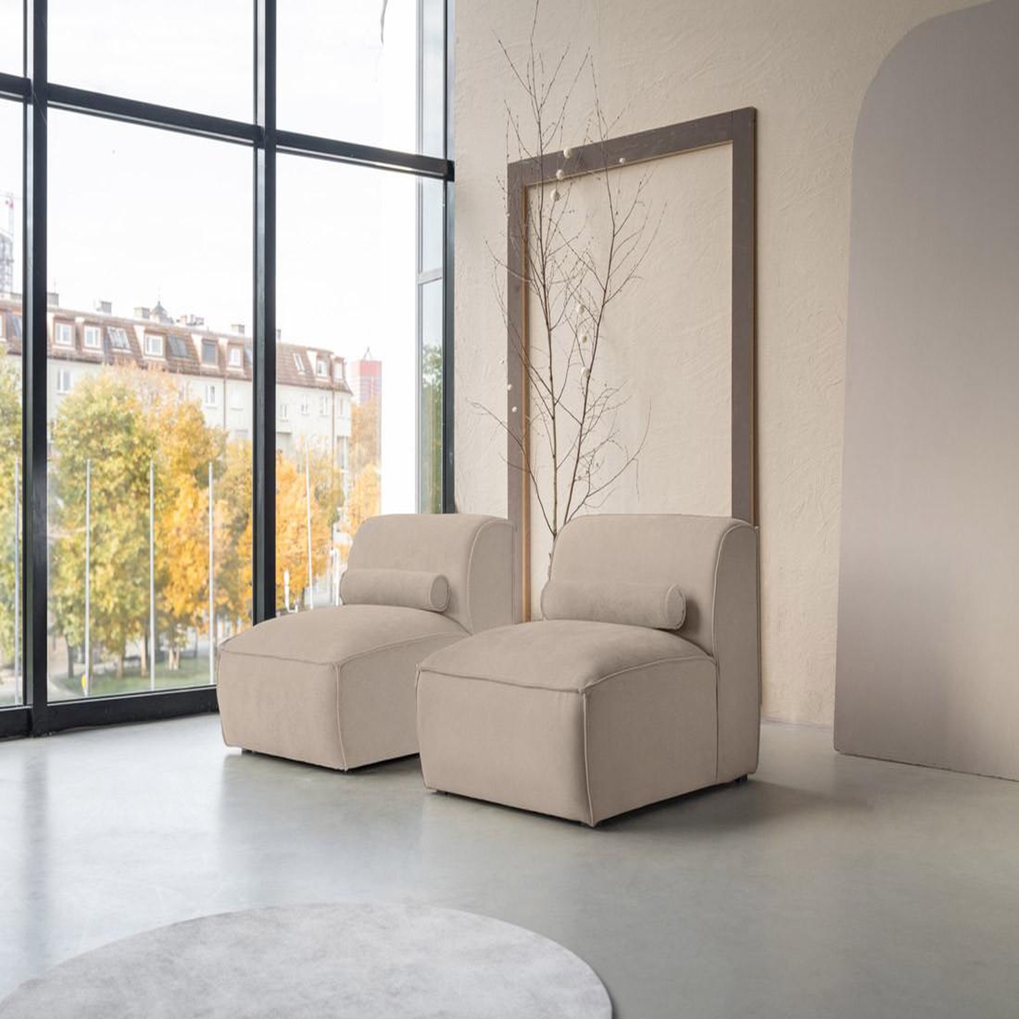 Voir la diapositive 2 : BEST MOBILIER Felix - canapé modulable 2 places en tissu texturé