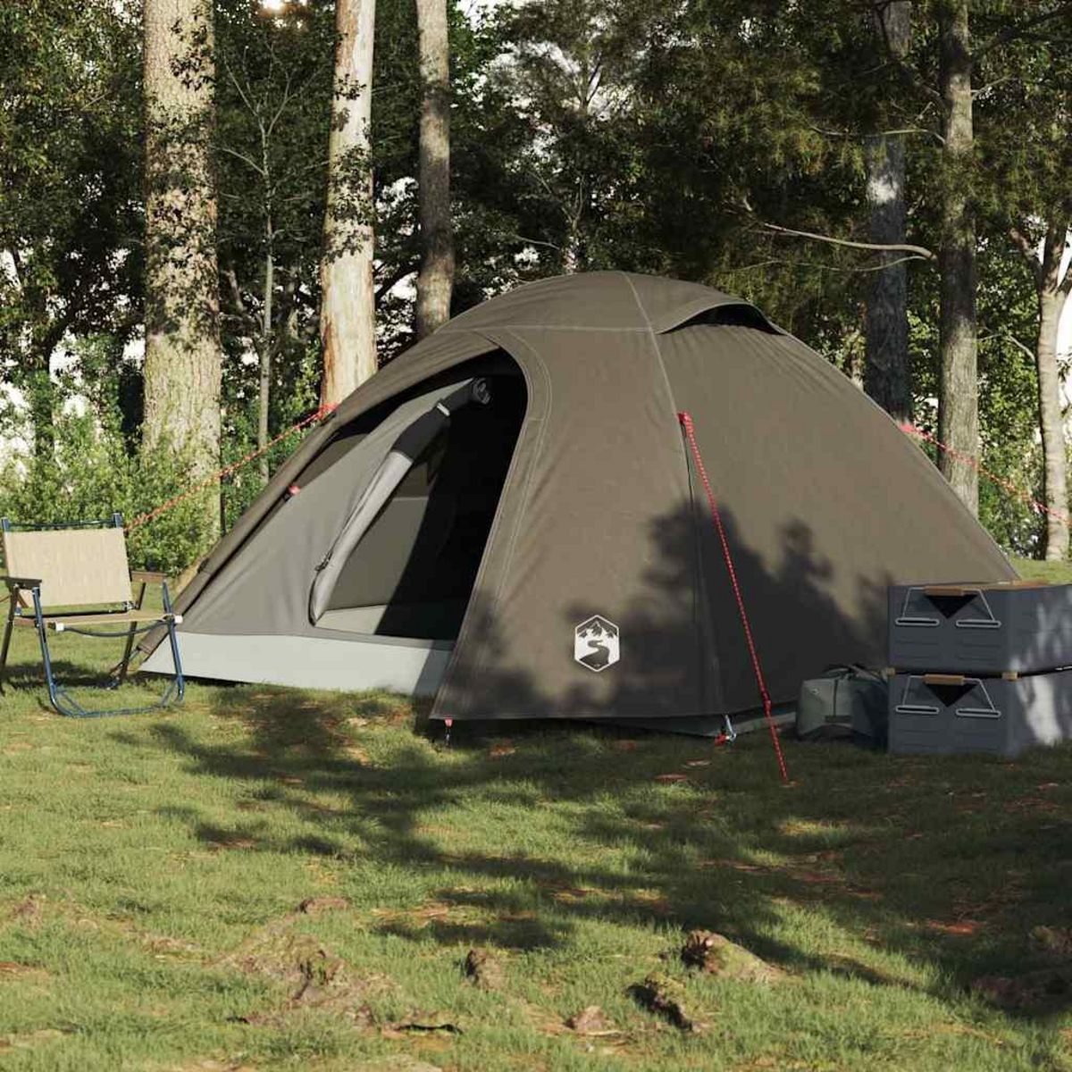VIDAXL Tente de camping a dome 3 personne marron impermeable
