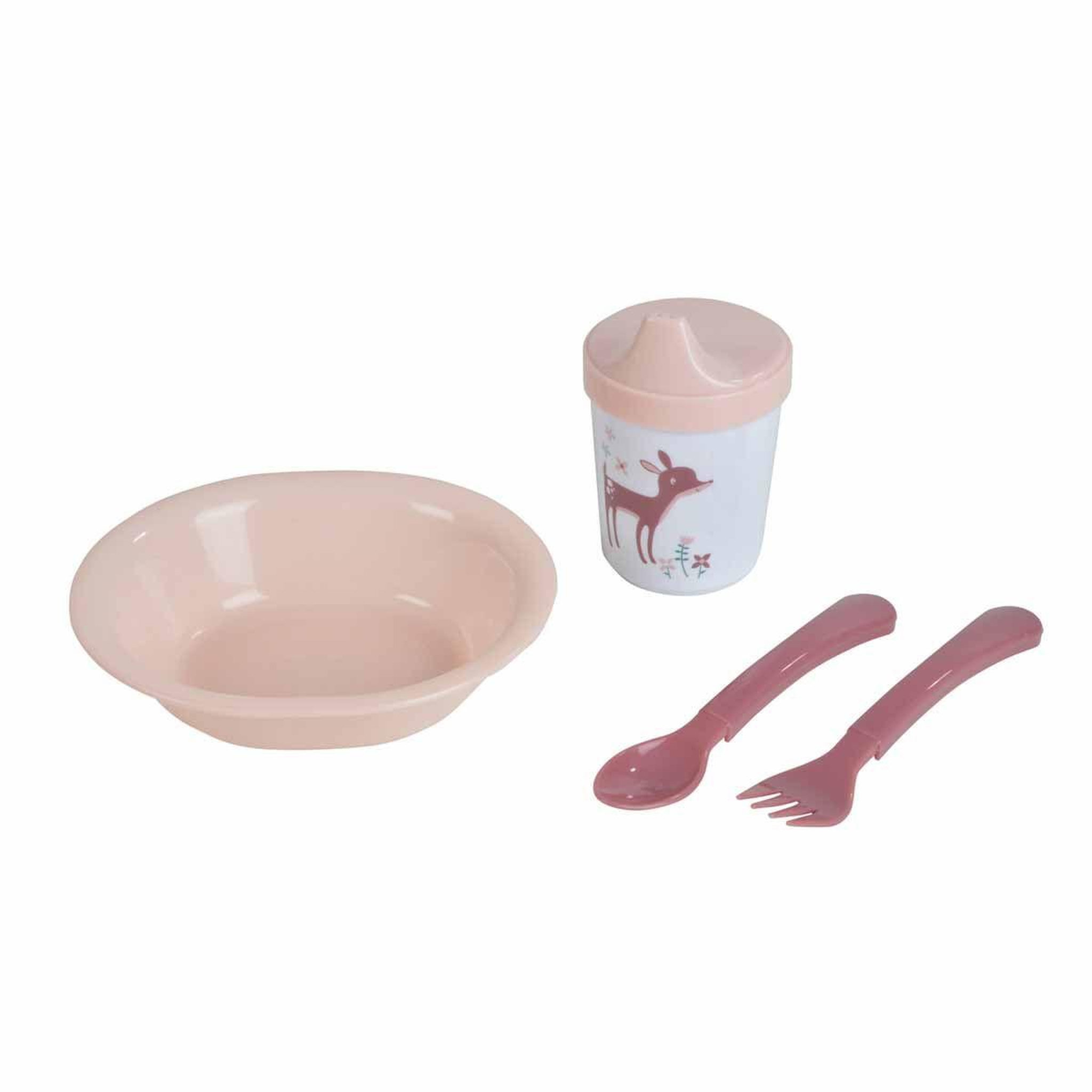 Voir la diapositive 1 : Paris Prix Set Repas 4 Pièces Bébé  Forêt Magique  Rose