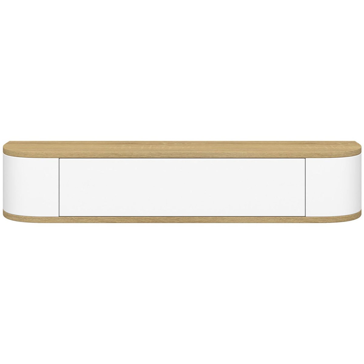 ID MARKET Etagère murale console d'entrée LEORA 1 porte blanc et effet bois