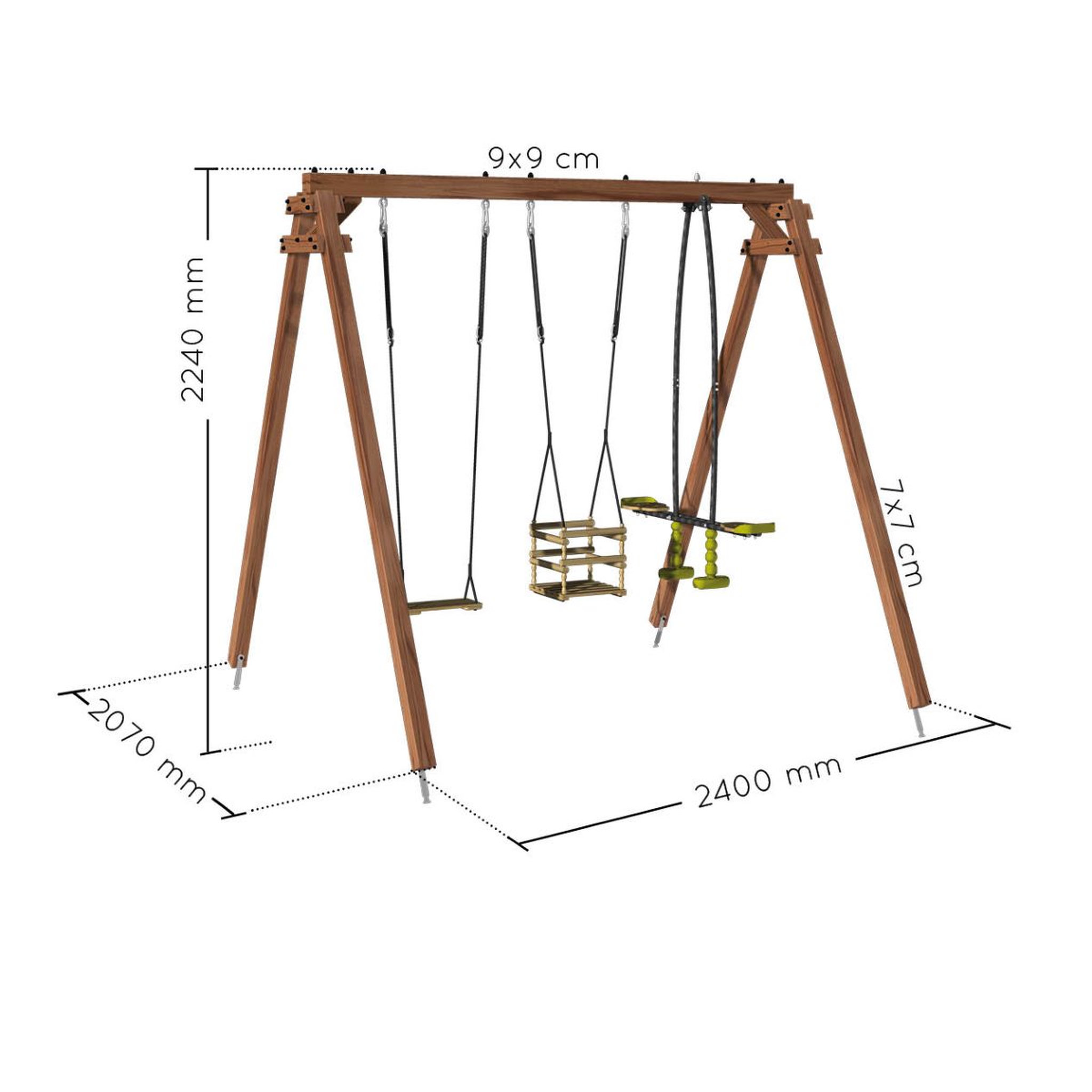 Voir la diapositive 3 : Soulet Portique balançoire - Bois - H2.24m - PIERRE 