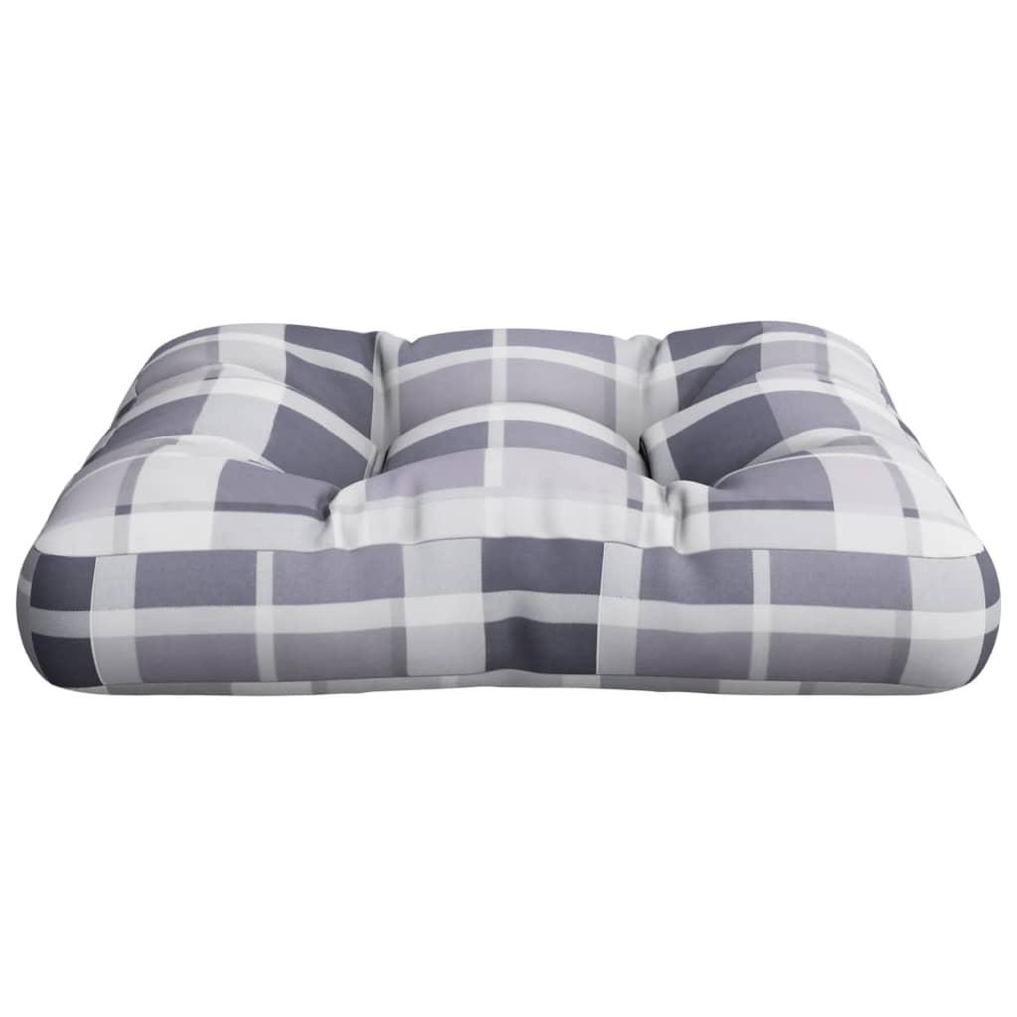 Voir la diapositive 5 : VIDAXL Coussin de palette motif a carreaux gris 60x60x12 cm tissu