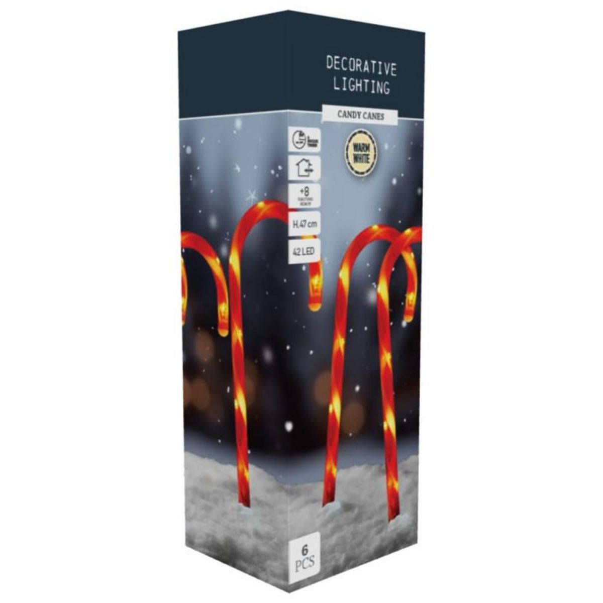 AMBIANCE Ambiance Ensemble de lampes de Noël en forme de canne à sucre 6 pcs