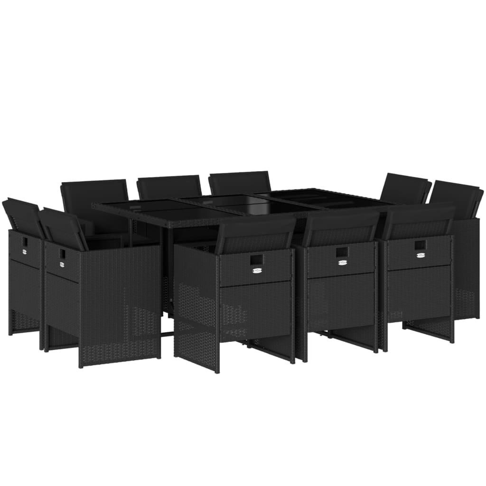Voir la diapositive 2 : VIDAXL Ensemble a manger de jardin 11 pcs coussins noir resine tressee