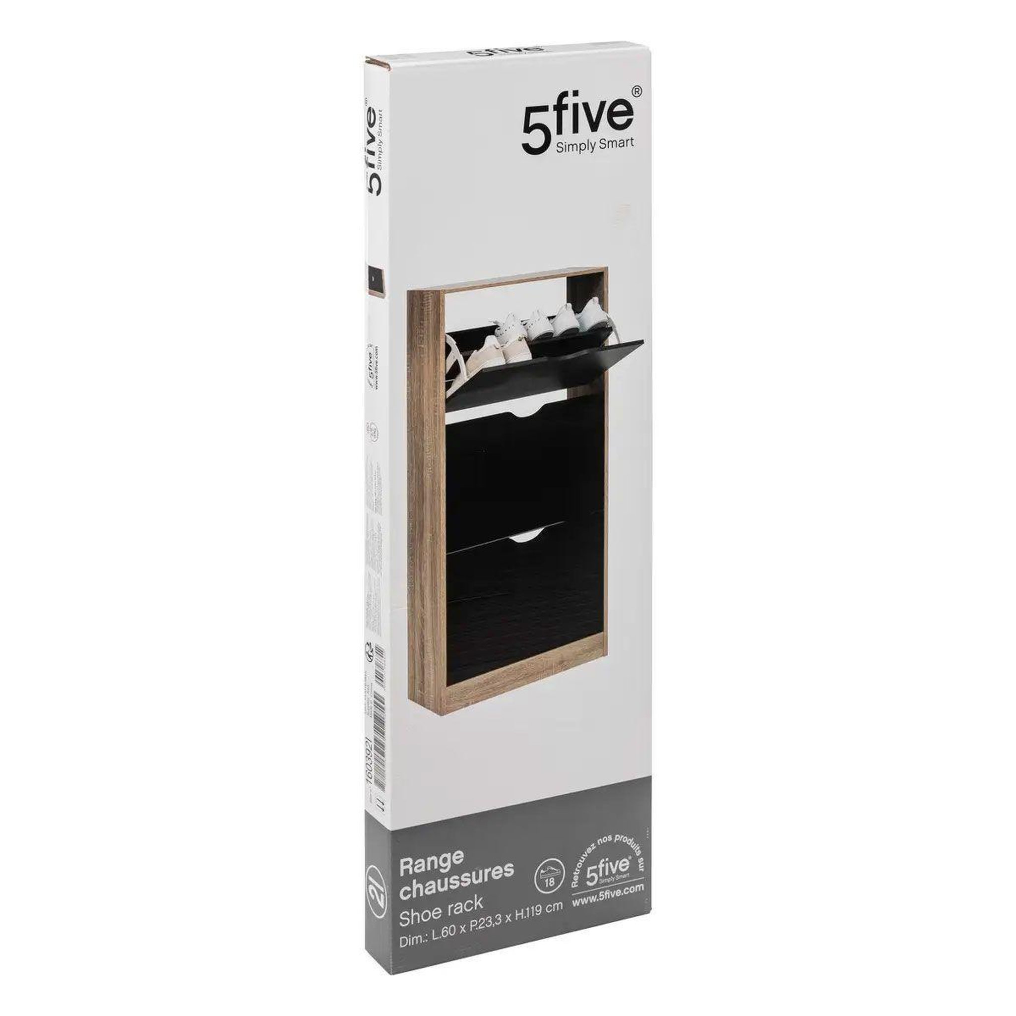Voir la diapositive 5 : FIVE Meuble à chaussures 3 tiroirs  mylan  119cm noir