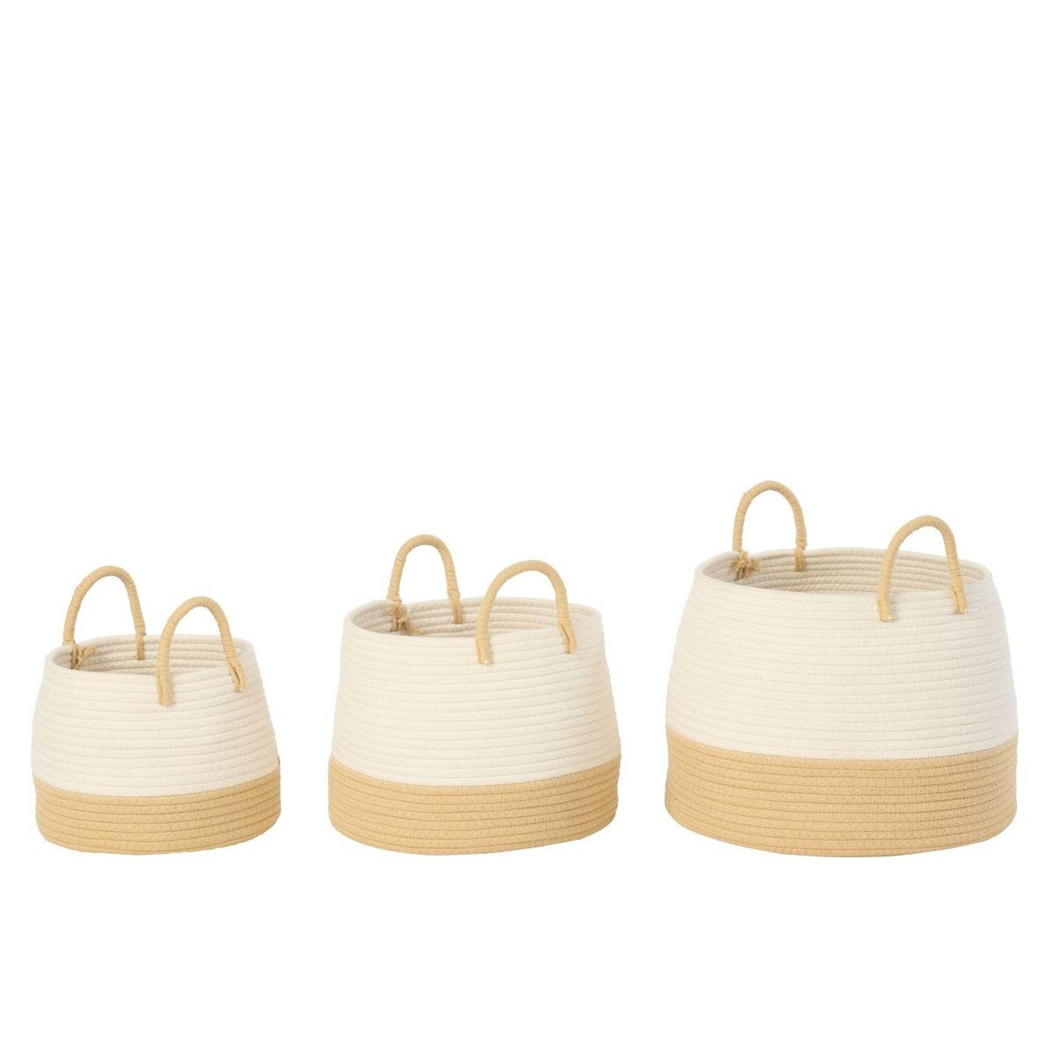 Voir la diapositive 2 : J-LINE Lot de 3 paniers de rangement  refugio  38cm naturel