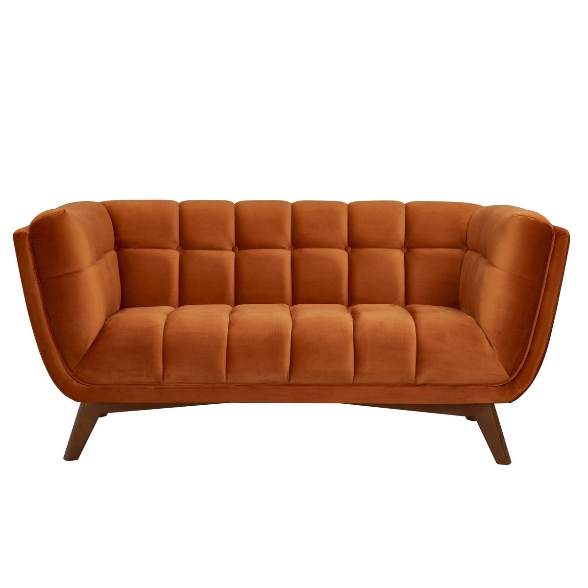Rendez vous déco Canapé 2 places en velours orange curcuma-Mona