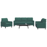 VIDAXL Ensemble de canapes 3 pcs avec coussins Vert fonce Velours