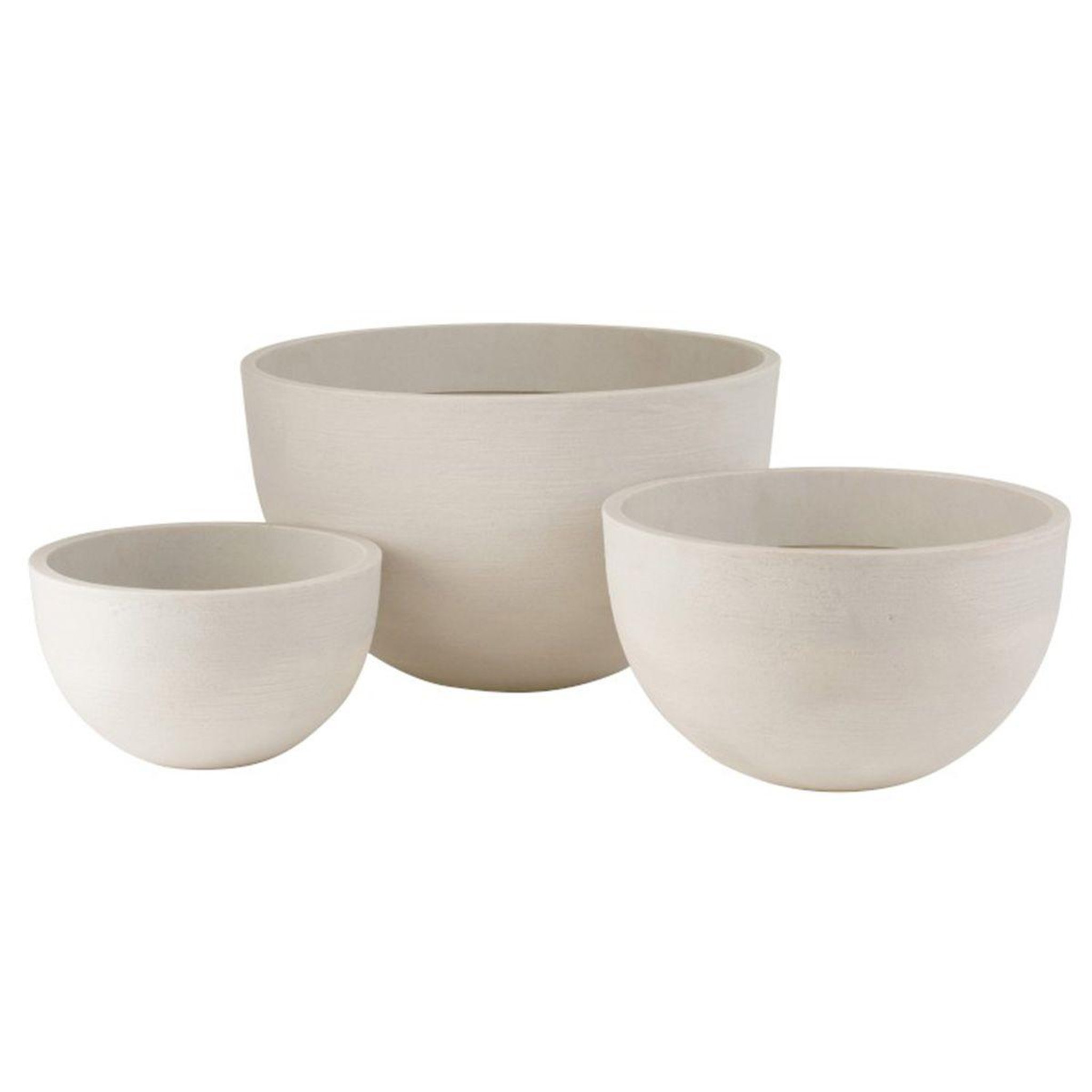 J-LINE Lot de 3 Cache-Pots Céramique  Roda  59cm Blanc