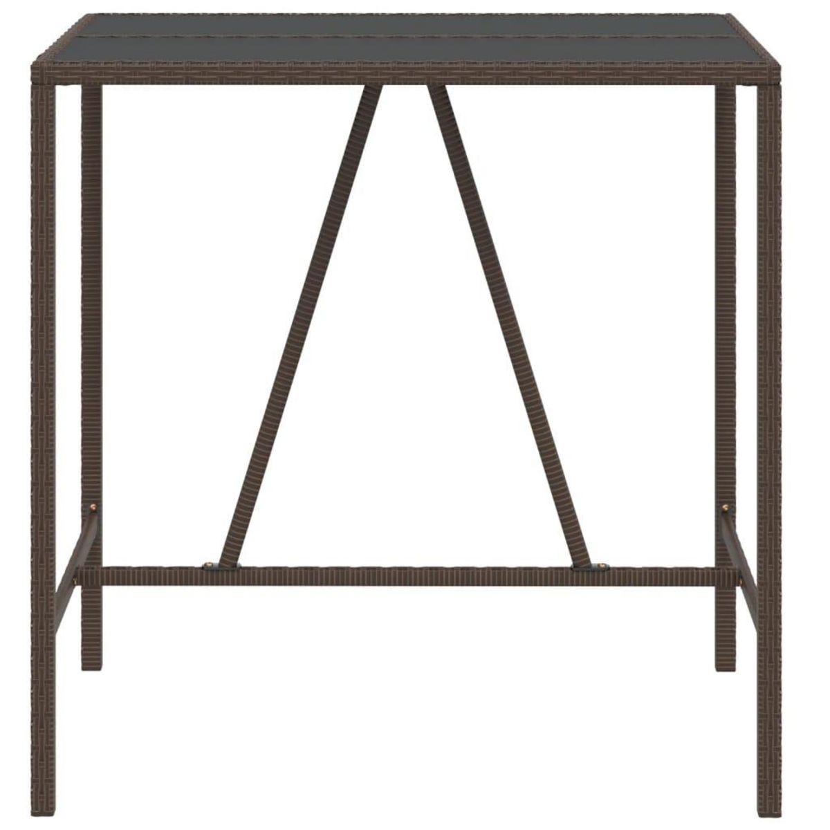 VIDAXL Table de bar et dessus en verre marron 110x70x110 cm poly rotin