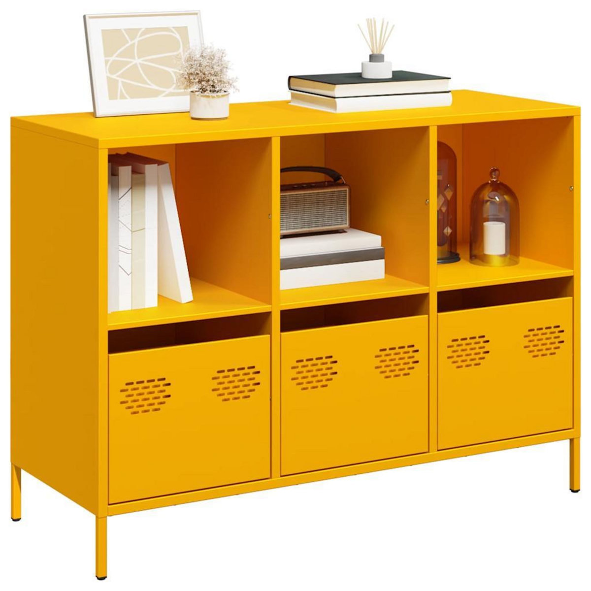 VIDAXL Buffet jaune moutarde 101,5x39x73,5 cm acier lamine a froid