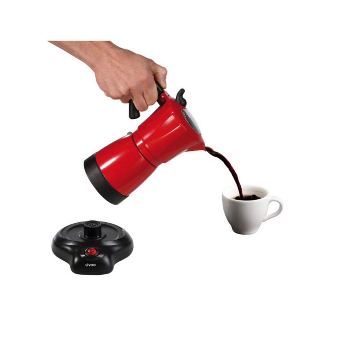 LIVOO Cafetière italienne électrique rouge 6 tasses