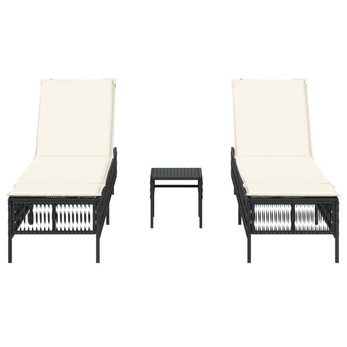VIDAXL Chaises longues lot de 2 avec table noir resine tressee