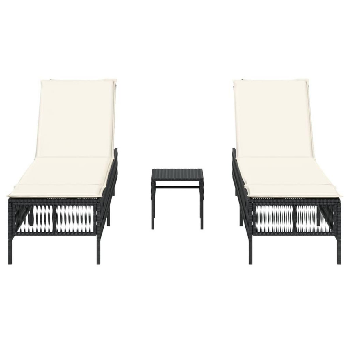 VIDAXL Chaises longues lot de 2 avec table noir resine tressee
