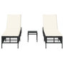 Voir la diapositive 4 : VIDAXL Chaises longues lot de 2 avec table noir resine tressee